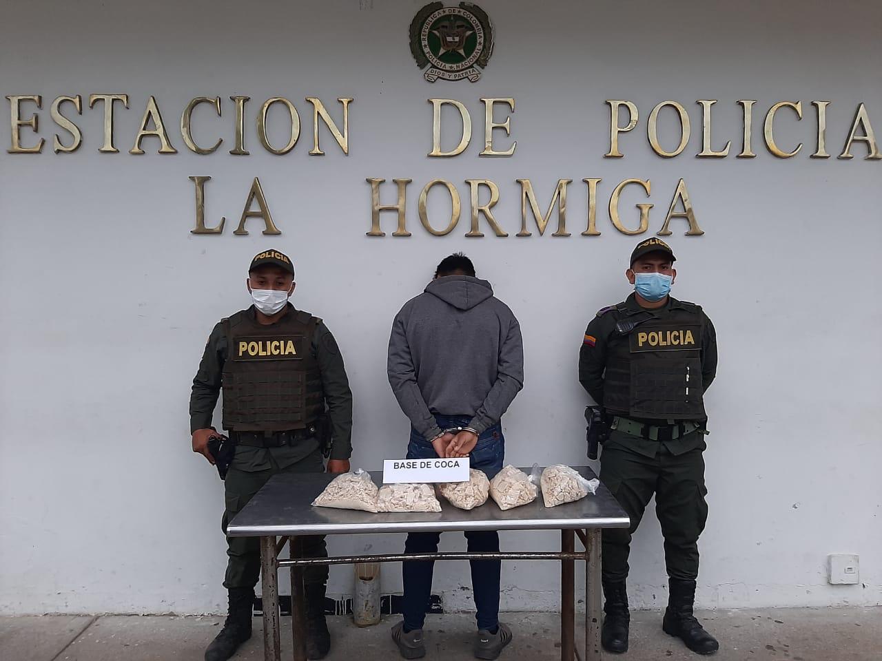 Capturado en flagrancia  con 5 kilos de cocaína en Valle del Guamuez