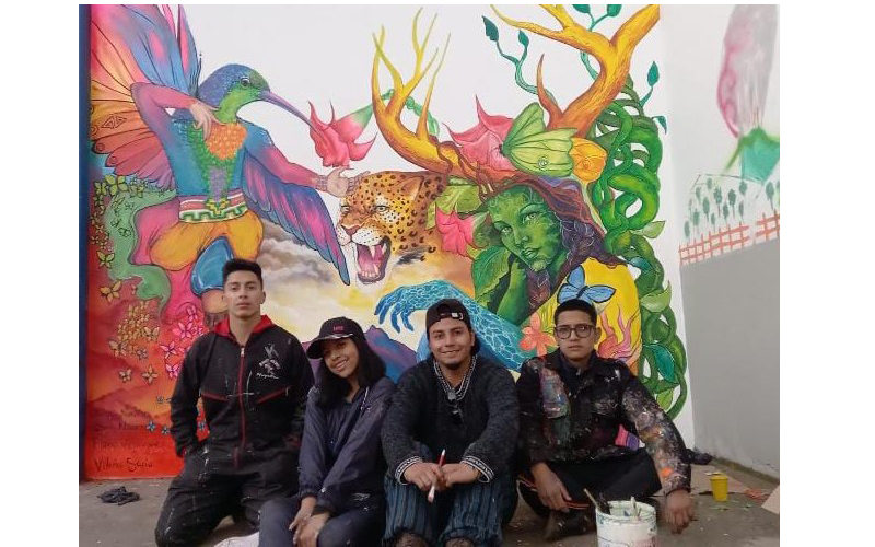 En la jornada de murales participaron Flavio Velásquez, Mónica Ruiz, Davis Esteban Navarro y Oscar Julián Navarro.