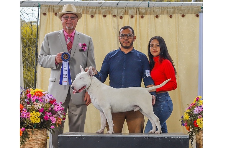 El juez Roland Williams, de EE.UU. Antonio Ceballos y su hija Laura Ceballos, estuvieron presentes durante toda la competencia de la séptima y octava Exposición Nacional Canina.