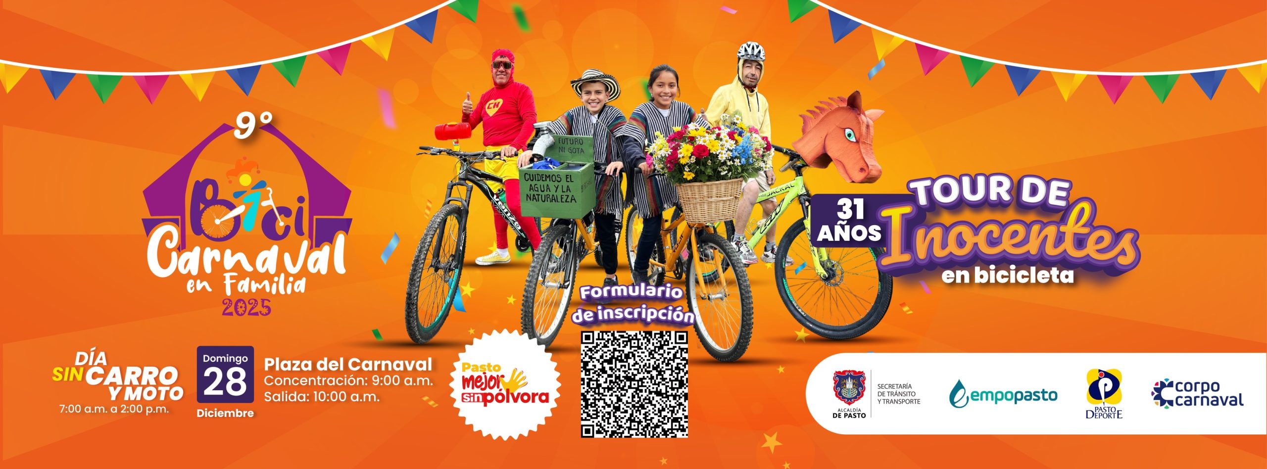 Pasto se alista para el 9.º Bici Carnaval en Familia 🚲🎉