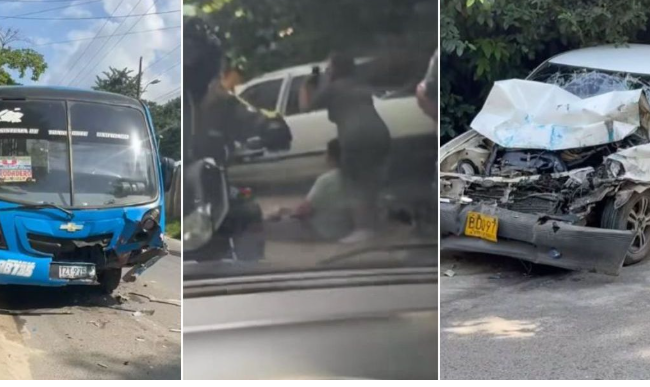 Accidente en la carretera Dos Mulas hoy: choque entre un bus y un vehículo particular deja varios heridos