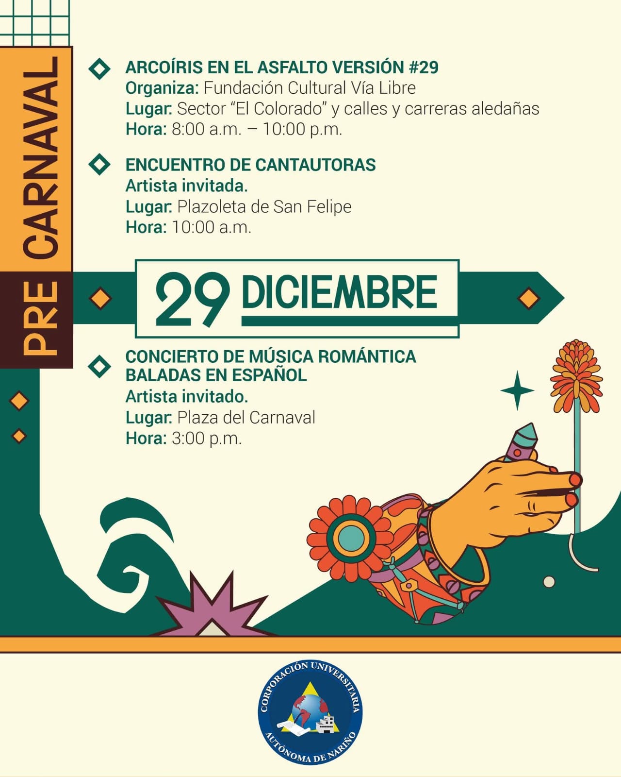 El 29 de diciembre, la Plaza del Carnaval se llena de romanticismo en el Pre-Carnaval de Pasto