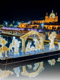 Cartagena sorprende al país con un pesebre flotante en su alumbrado navideño