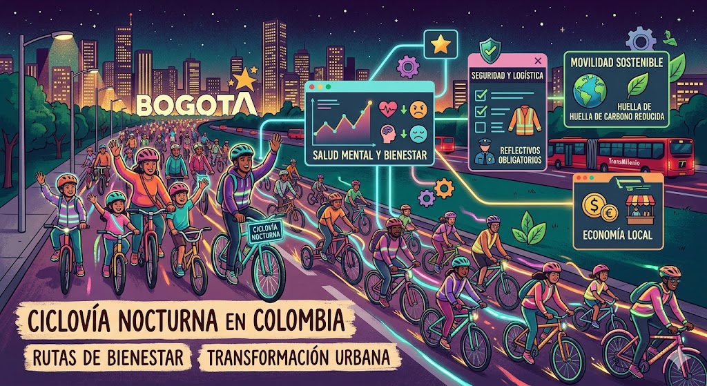 Ciclovía nocturna en Colombia