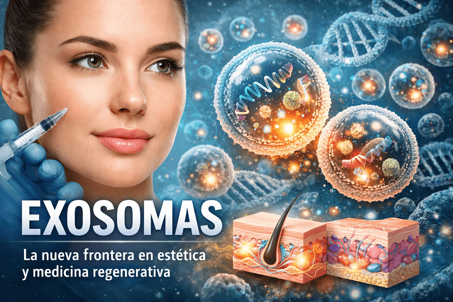 los exosomas se aplican generalmente mediante microinyecciones o combinados con técnicas como el microneedling. Una vez en la piel, estimulan la producción de colágeno y elastina, dos componentes clave para mantener una apariencia firme y joven.