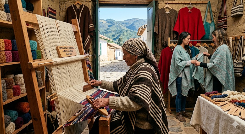Artesanía de ruanas en Boyacá