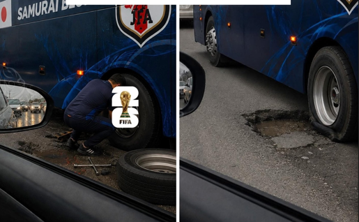 Lo primero que encontró en Monterrey fue un bache: turista japonés termina con la rueda rota
