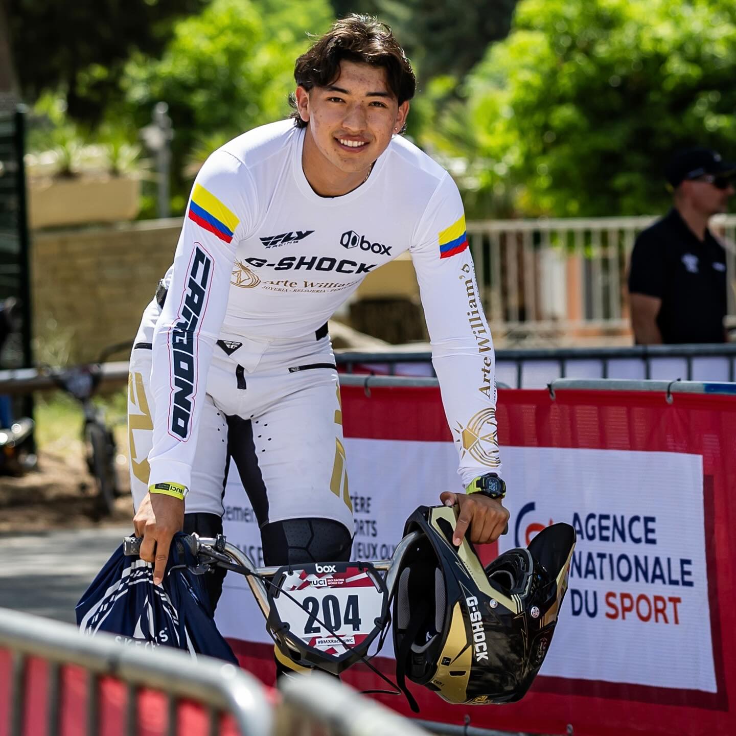Jersy Andrade corre la Copa Mundo UCI BMX Racing 2026 en Sarrians, Francia