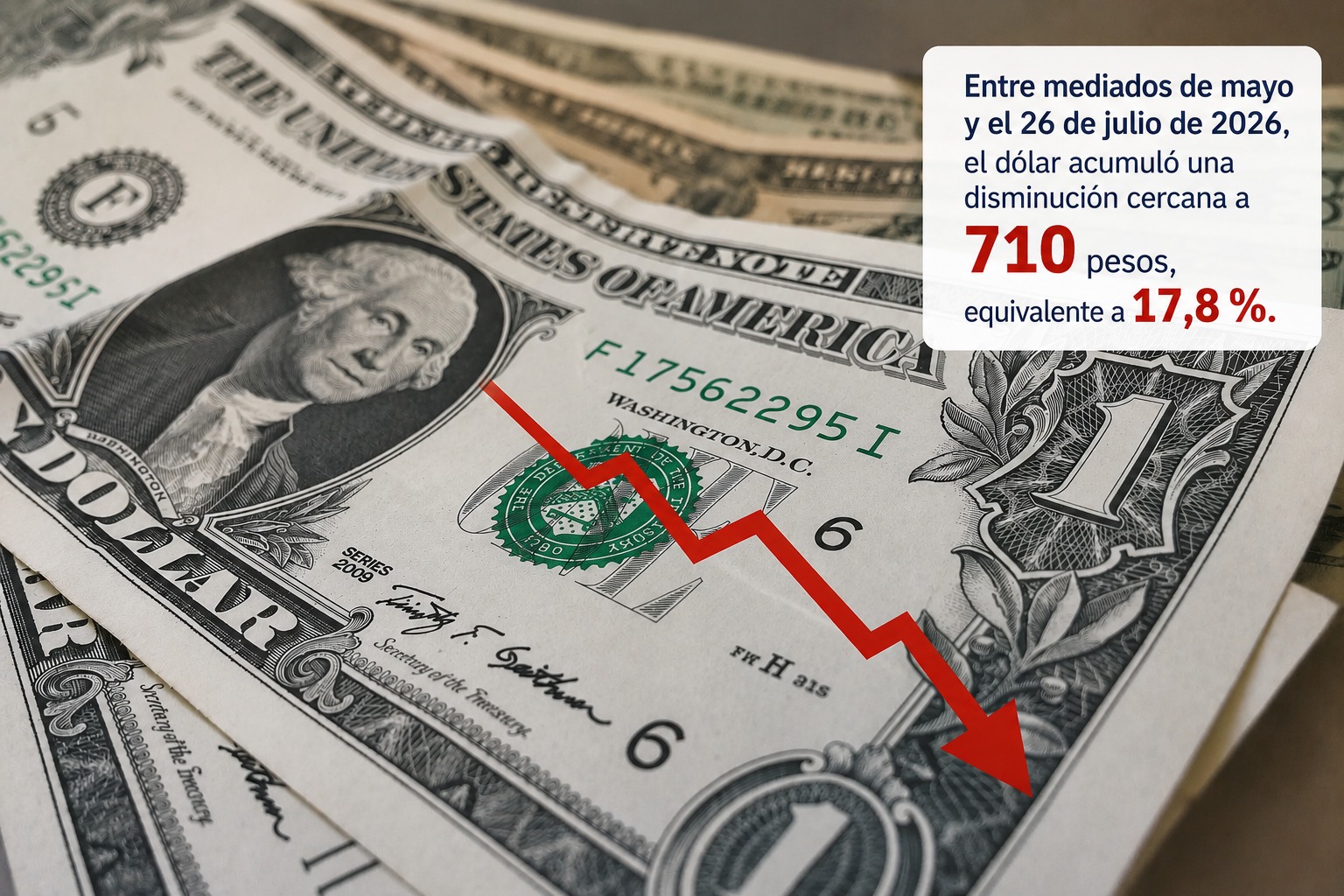 El dólar cae a su nivel más bajo desde 2019 en Colombia.