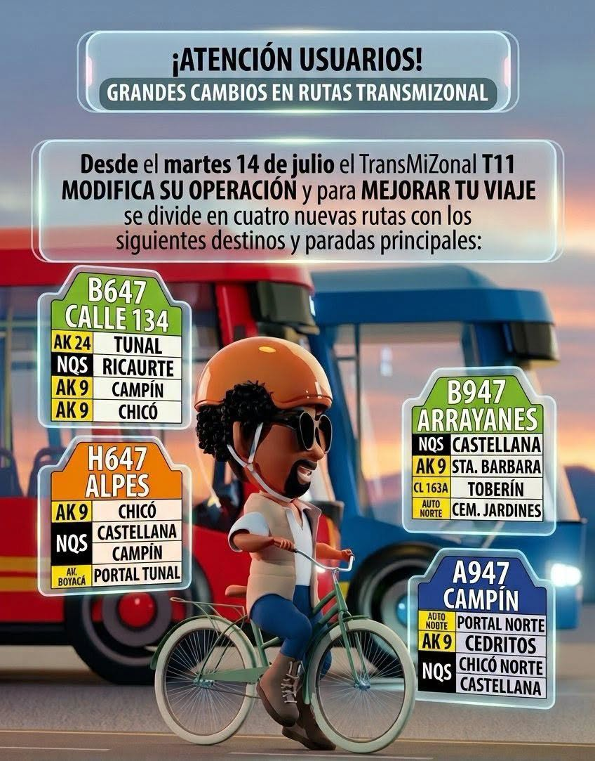 Modificación de ruta del SITP